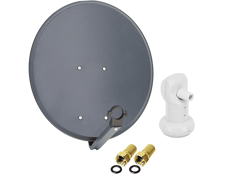 PREMIUMX Satellitenantenne 60cm Stahl Anthrazit 2x cm, F-Stecker (60 Sat LNB) Single LNB Single Anlage