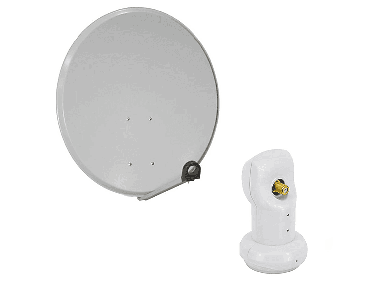 Anlage Single 4K 45cm FullHD LNB) Sat Sat Single cm, (45 PREMIUMX LNB Hellgrau Anlage Camping Antenne