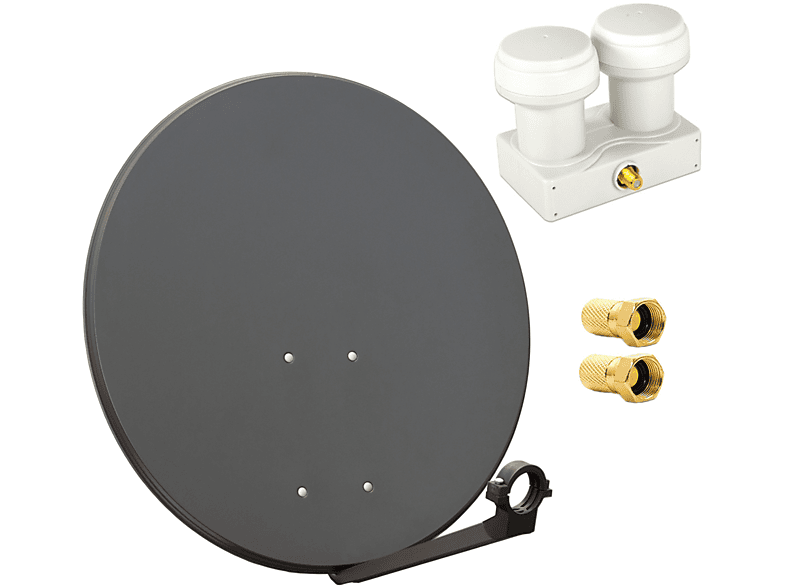 PREMIUMX SAT Anlage 80cm Antenne (80 F-Stecker 2x Anlage Sat cm, LNB Single WE LNB) Monoblock Single Monoblock