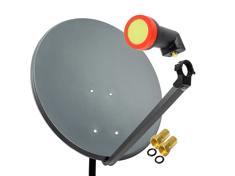 PREMIUMX 60cm Satellitenschüssel Anthrazit PX-SUN Sat 2x F-Stecker LNB Single Anlage cm, (60 Single LNB)