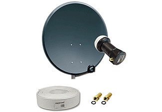 PREMIUMX Sat Anlage 60cm Antenne Deluxe Single LNB Kabel F-Stecker Sat Anlage (60 cm, Single LNB)