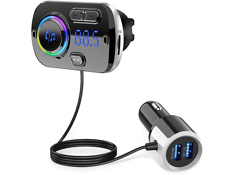 Transmisor FM - INF Transmisor FM inalámbrico Bluetooth 5.0 QC3 para el  coche