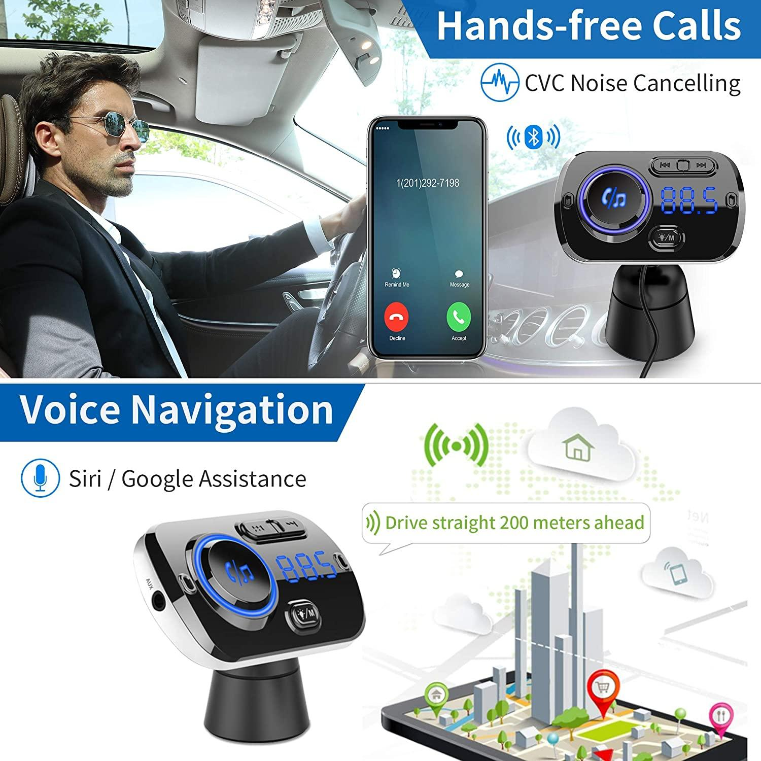 FM-Sender Adapter - FM-Transmitter Auto Ladegerät mit Bluetooth INF für Kabelloser