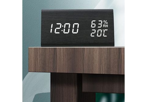 Reloj Digital de Sobremesa Negro PVC Madera MDF (15 x 7,5 x 7 cm) – Grupo  Lampier