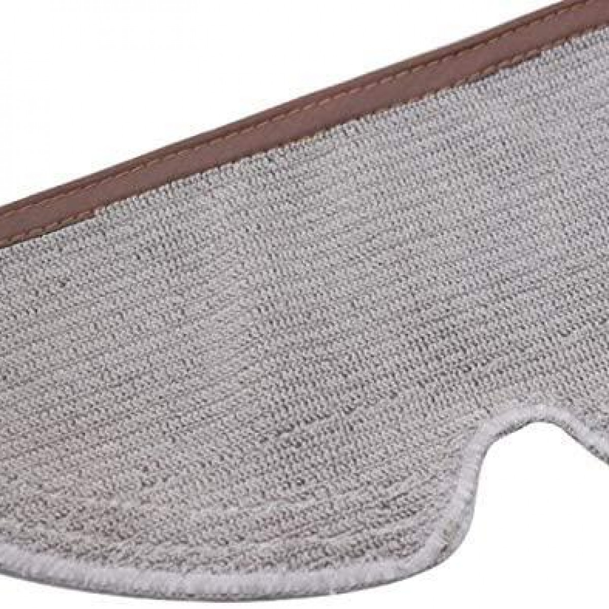 Zbliżenie szarej, teksturowanej nakładki do mopa z brązową obwódką.