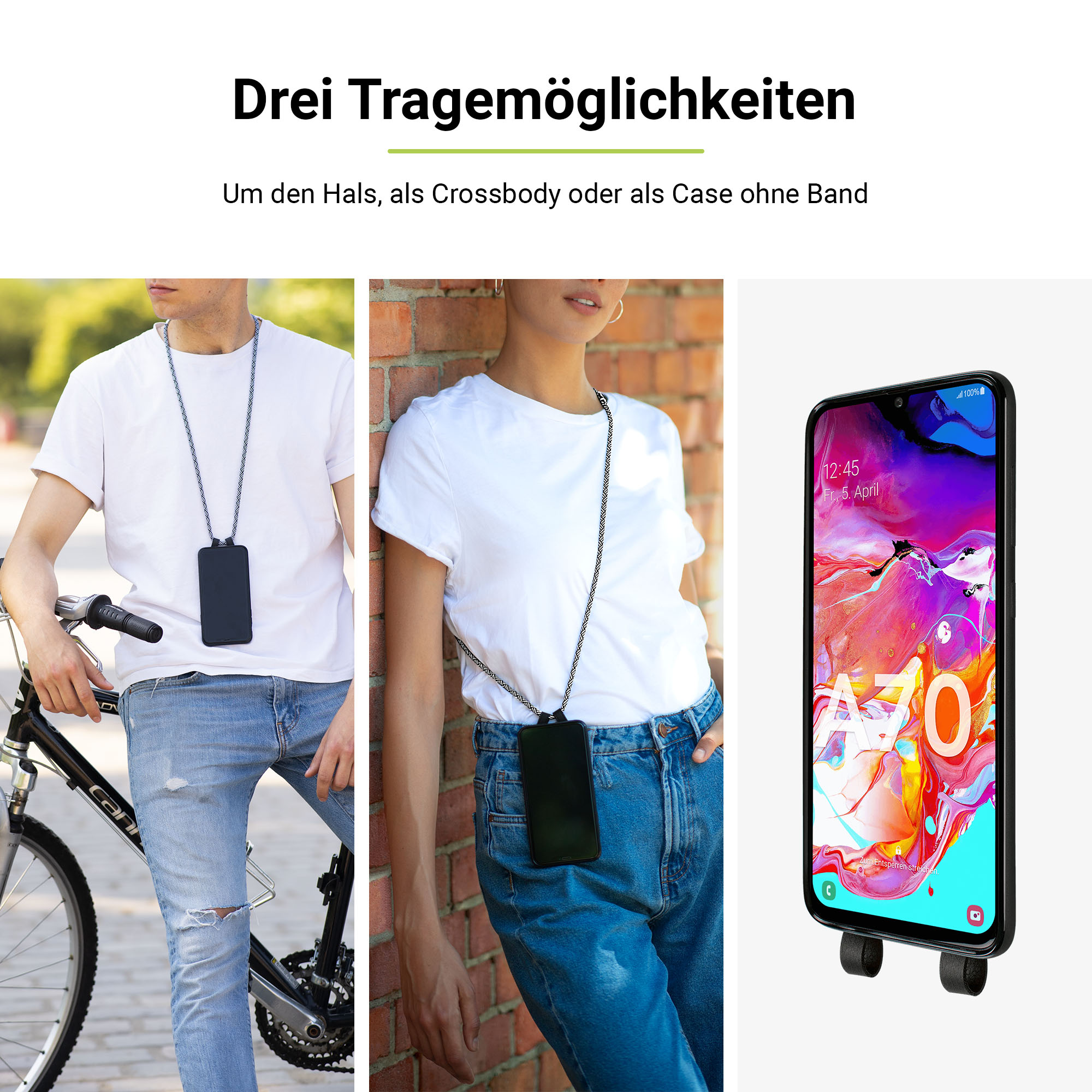 ARTWIZZ HangOn Case, Umhängetasche, A70, Schwarz Galaxy Samsung