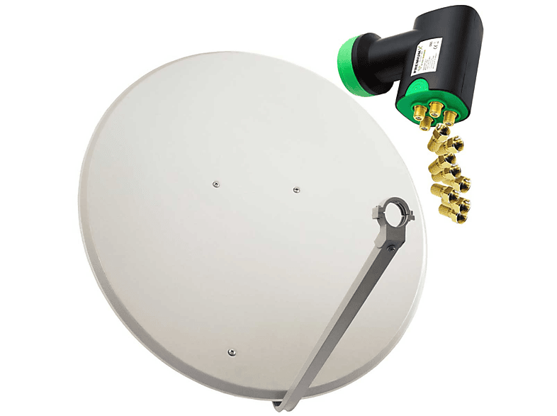 F-Stecker SAT (100 LNB cm, Anlage Antenne Quad Quad LNB) GreenDiamond PREMIUMX Sat ALU 100cm Anlage