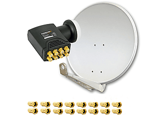 PREMIUMX DELUXE80 Satellitenantenne 80 cm Aluminium in Hellgrau Offset Antenne HDTV 4K DELUXE Octo LNB Sat Sat Anlage (80 cm, Octo LNB)