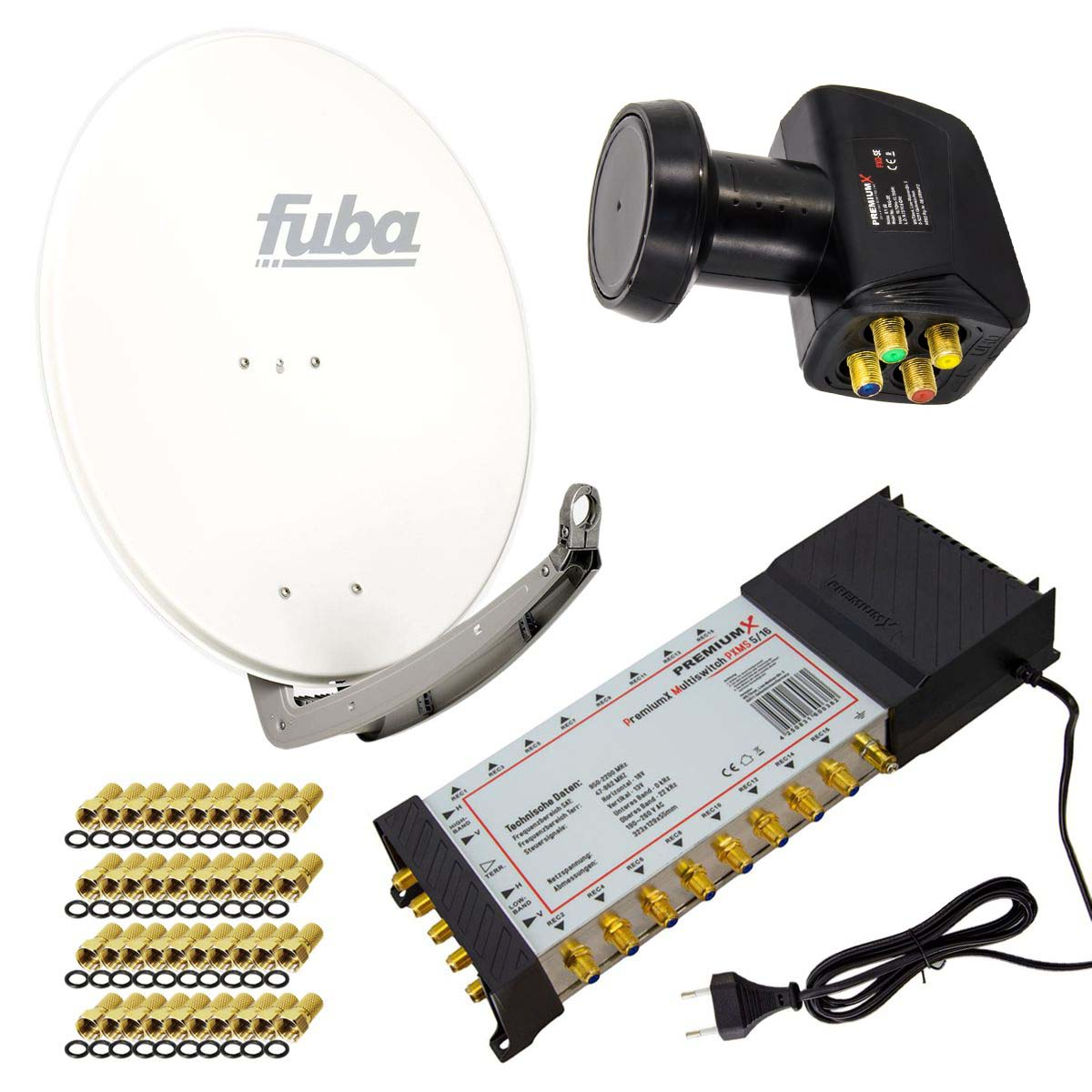 FUBA SAT 780 DAA F-Stecker Anlage LNB) Antenne cm, LNB Multischalter 5/16 (78 Sat Anlage W Quattro