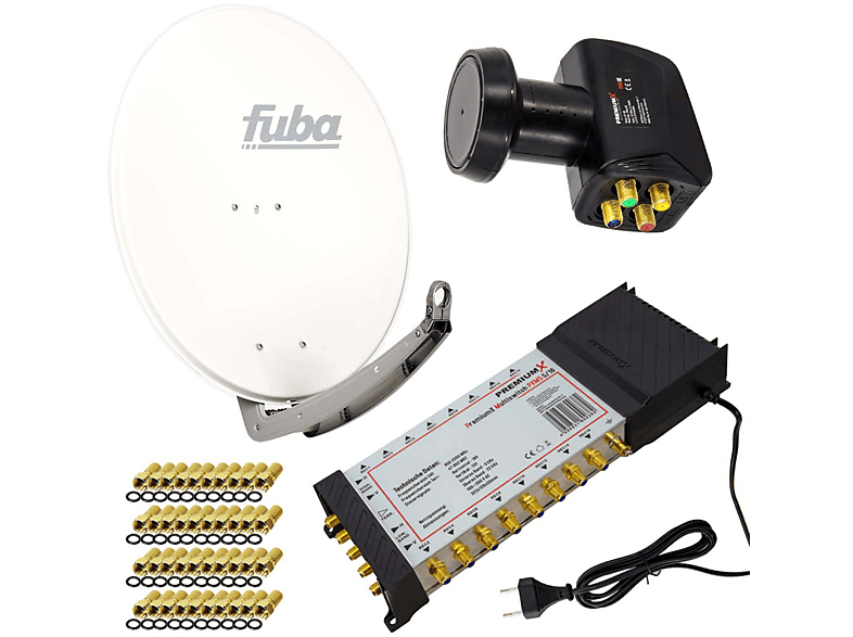 FUBA SAT Anlage DAA 780 W Antenne 5/16 Multischalter LNB F-Stecker Sat Anlage (78 cm, Quattro LNB) | Satellitenanlagen Quad