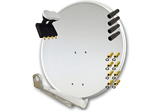 PREMIUMX Deluxe 85 Alu SAT Antenne in Hellgrau mit Quad Monoblock LNB 3° für 4 Teilnehmer Sat Anlage (85 cm, Quad Monoblock LNB)