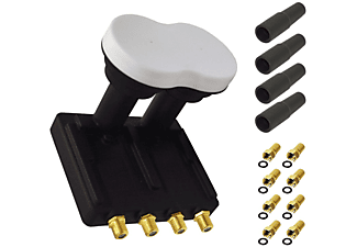 PREMIUMX Deluxe 85 Alu SAT Antenne in Hellgrau mit Quad Monoblock LNB 3° für 4 Teilnehmer Sat Anlage (85 cm, Quad Monoblock LNB)