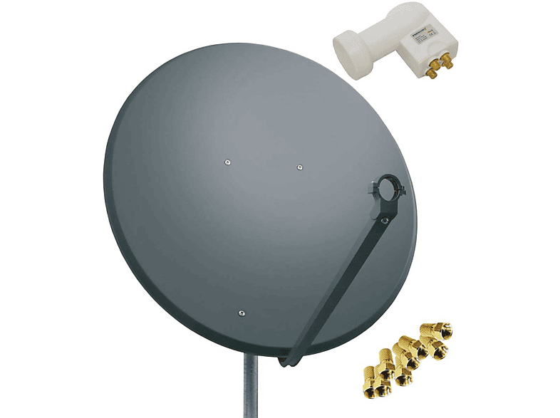 PREMIUMX SAT Anlage 100cm Antenne Stahl Anthrazit Quad LNB 8x F-Stecker Sat Anlage (100 cm, Quad LNB)