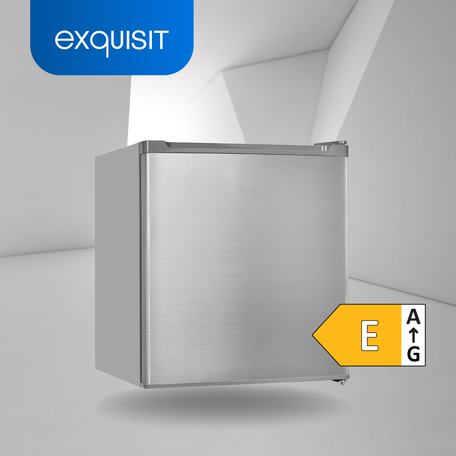EXQUISIT KB05-V-040E inoxlook 510 Edelstahloptik) mm (E, hoch, Kühlschrank Mini