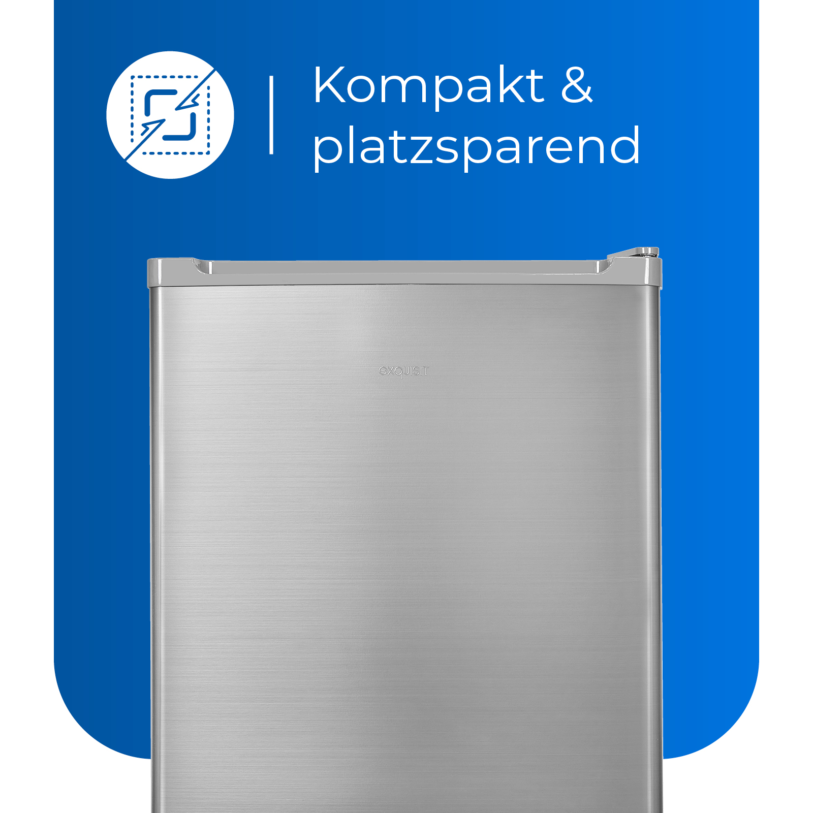 EXQUISIT KB05-V-040E inoxlook Mini Kühlschrank hoch, (E, 510 mm Edelstahloptik)