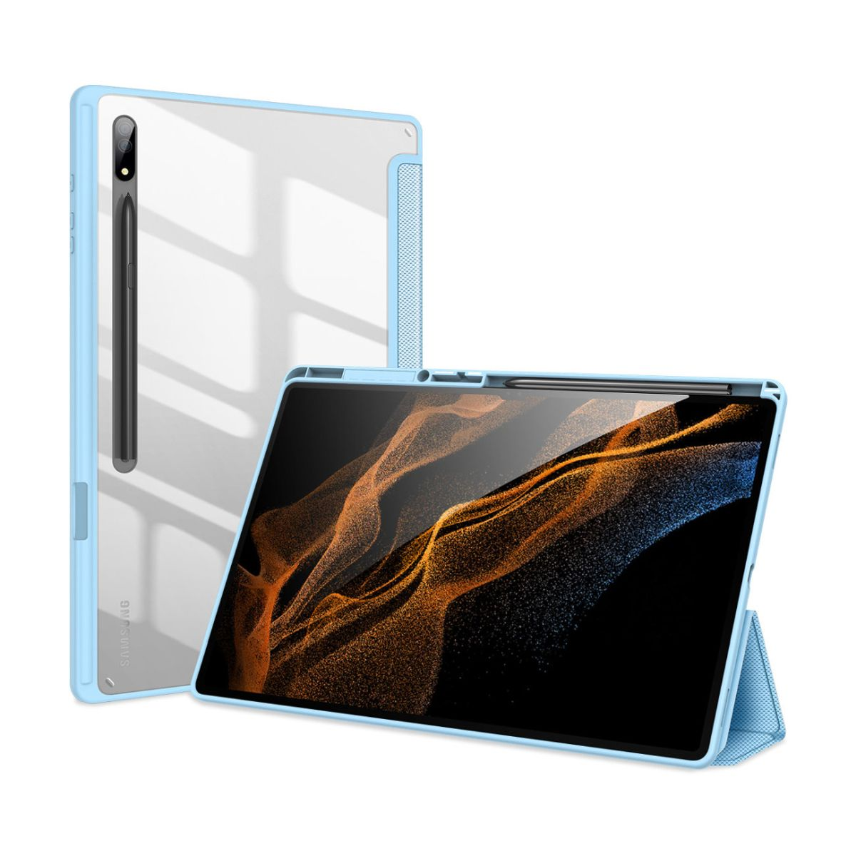 Tab für Ultra Bookcover DUCIS Galaxy DUX Blau Tablethülle S8 Samsung Toby Polyurethan, Kunststoff,