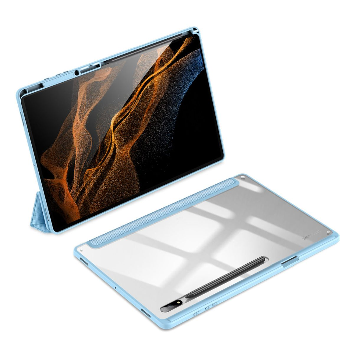 S8 Ultra DUCIS Samsung Tablethülle Kunststoff, für Tab Toby Blau DUX Polyurethan, Bookcover Galaxy