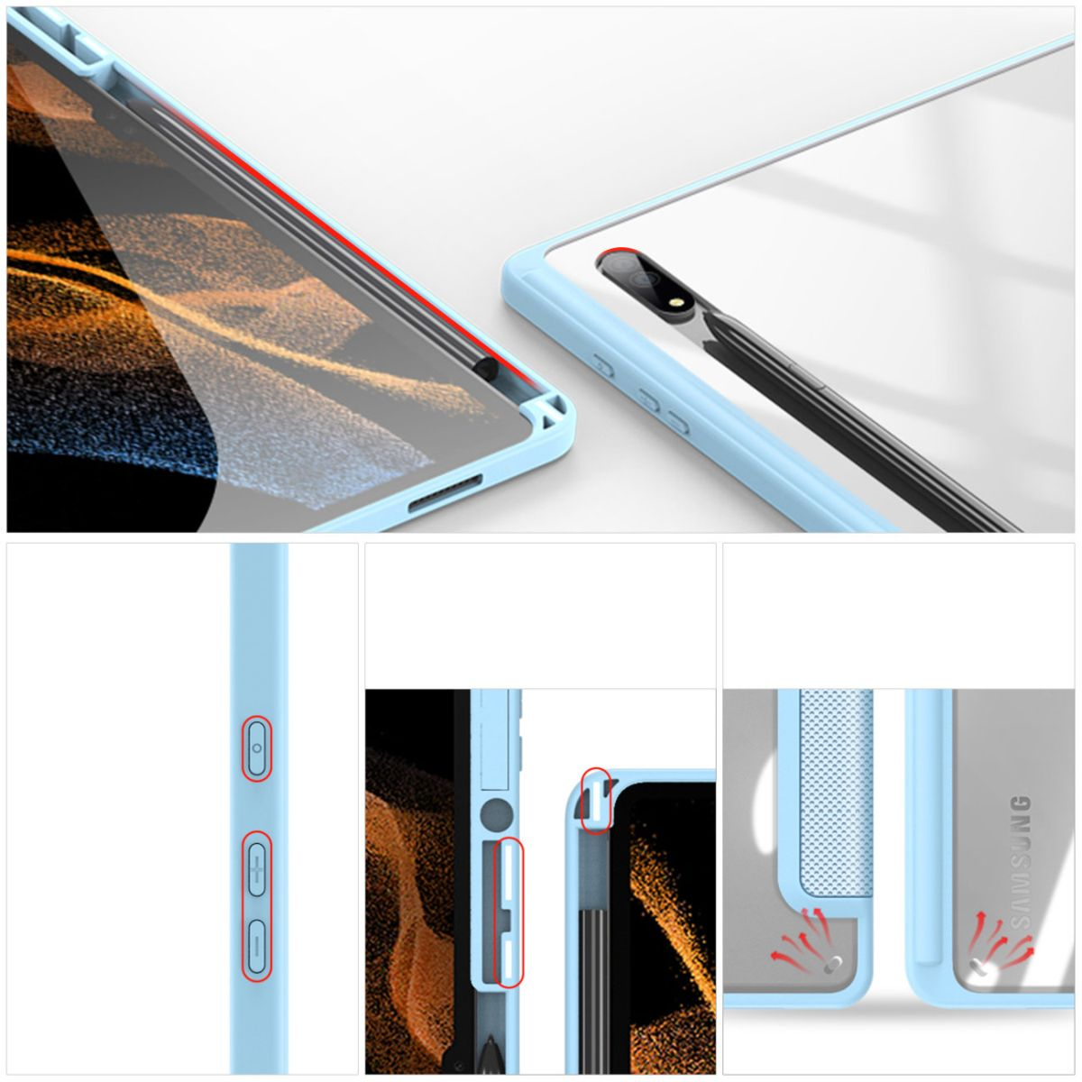 Tab für Ultra Bookcover DUCIS Galaxy DUX Blau Tablethülle S8 Samsung Toby Polyurethan, Kunststoff,