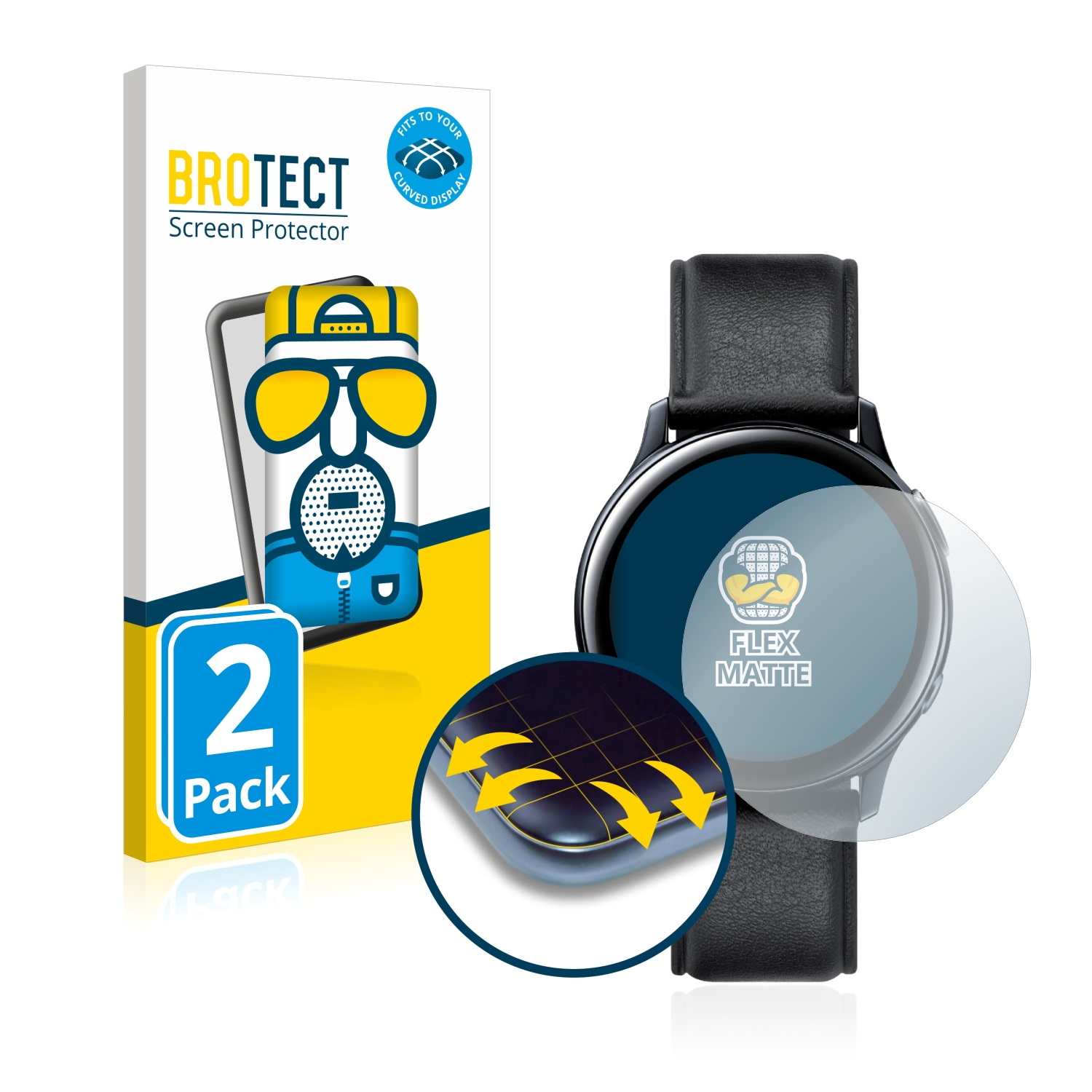 BROTECT 2x Flex matt Watch Schutzfolie(für 2 3D Samsung Full-Cover (44mm)) Curved Active Galaxy