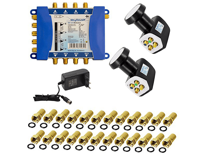 Anschlüsse Multischalter Sat-Multischalter SVC 2x SKYREVOLT Set SAT für LNB Quattro 8 F-Stecker 24x 2 9/8