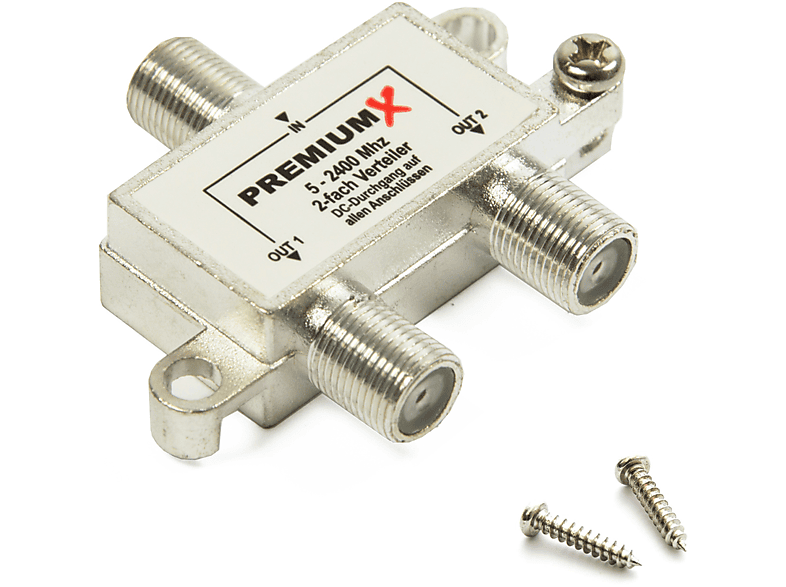PREMIUMX Switch 2fach Verteiler 52400 MHz SAT Umschalter Digital Kabel HDTV 4K inkl. 3 F