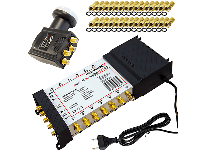 PREMIUMX Multischalter Set 5/12 SAT Deluxe Quattro LNB 32x F-Stecker ...