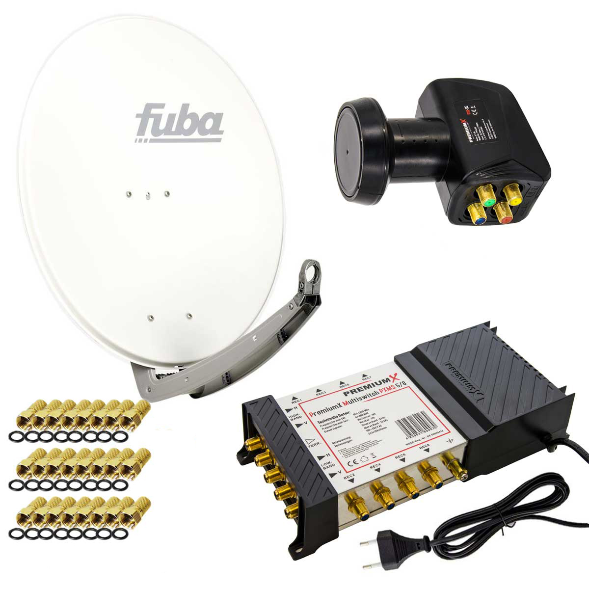 FUBA Satelliten-Komplettanlage DAA Multiswitch F-Stecker Antenne Quattro LNB) Anlage cm, LNB (78 780 W Sat 5/8