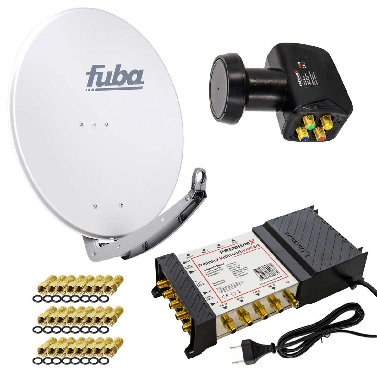 FUBA Satelliten-Komplettanlage DAA 780 5/8 Sat Quattro cm, F-Stecker LNB) G Antenne (78 Anlage Multiswitch LNB