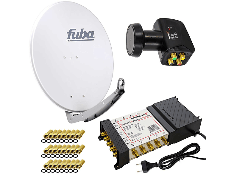 FUBA Satelliten-Komplettanlage DAA 780 G Antenne 5/8 Multiswitch LNB F-Stecker Sat Anlage (78 cm, Quattro LNB)