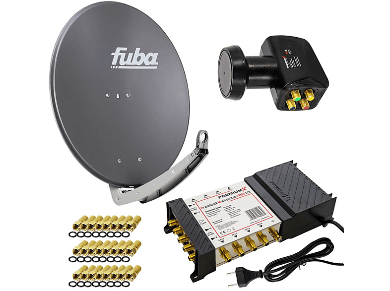 FUBA Satelliten-Komplettanlage DAA 780 A Antenne 5/8 Multiswitch LNB F-Stecker Sat Anlage (78 cm, Quattro LNB)