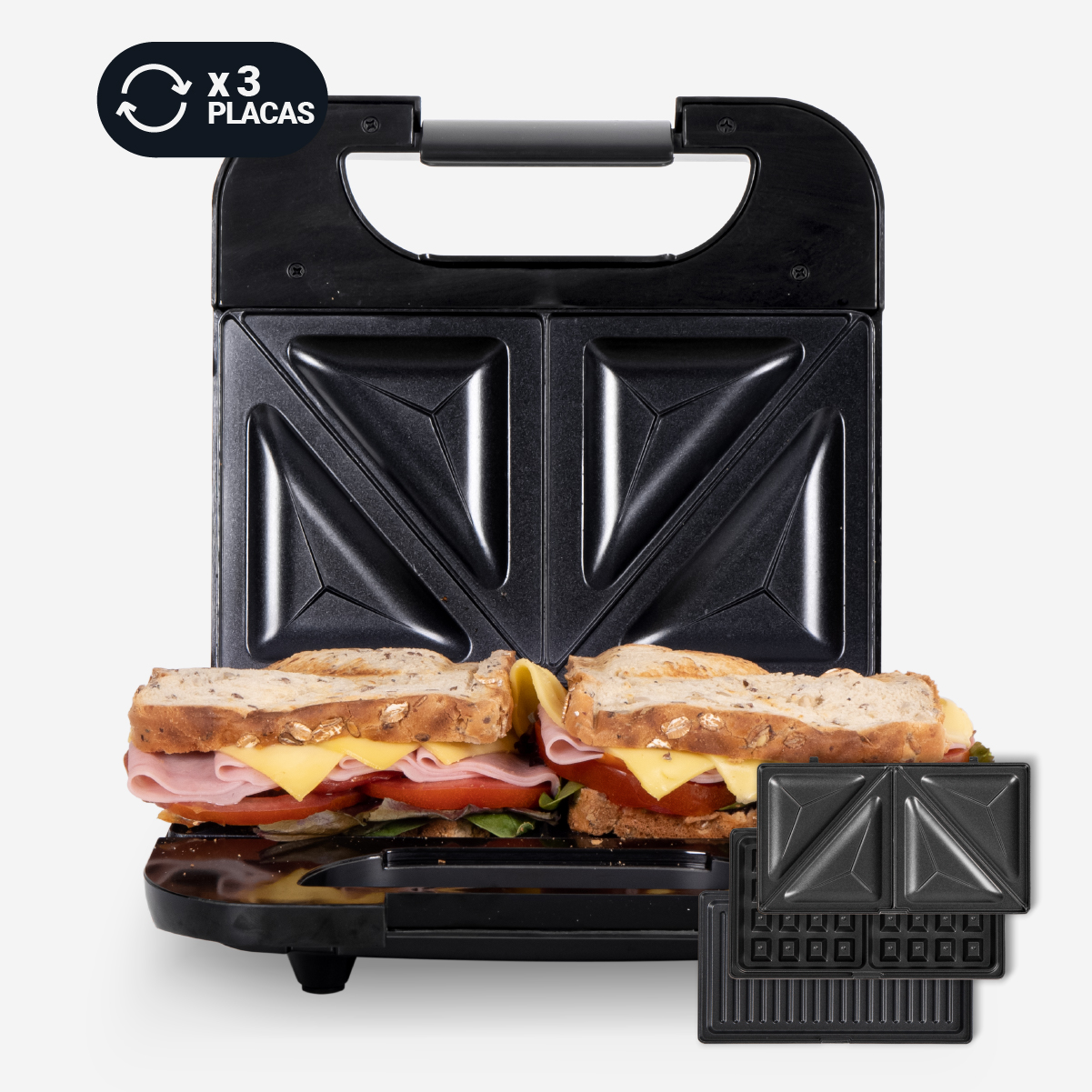 Sandwichera - SPICY GRILL PLUS 5008X UNIVERSALBLUE, Acero Inoxidable y Negro