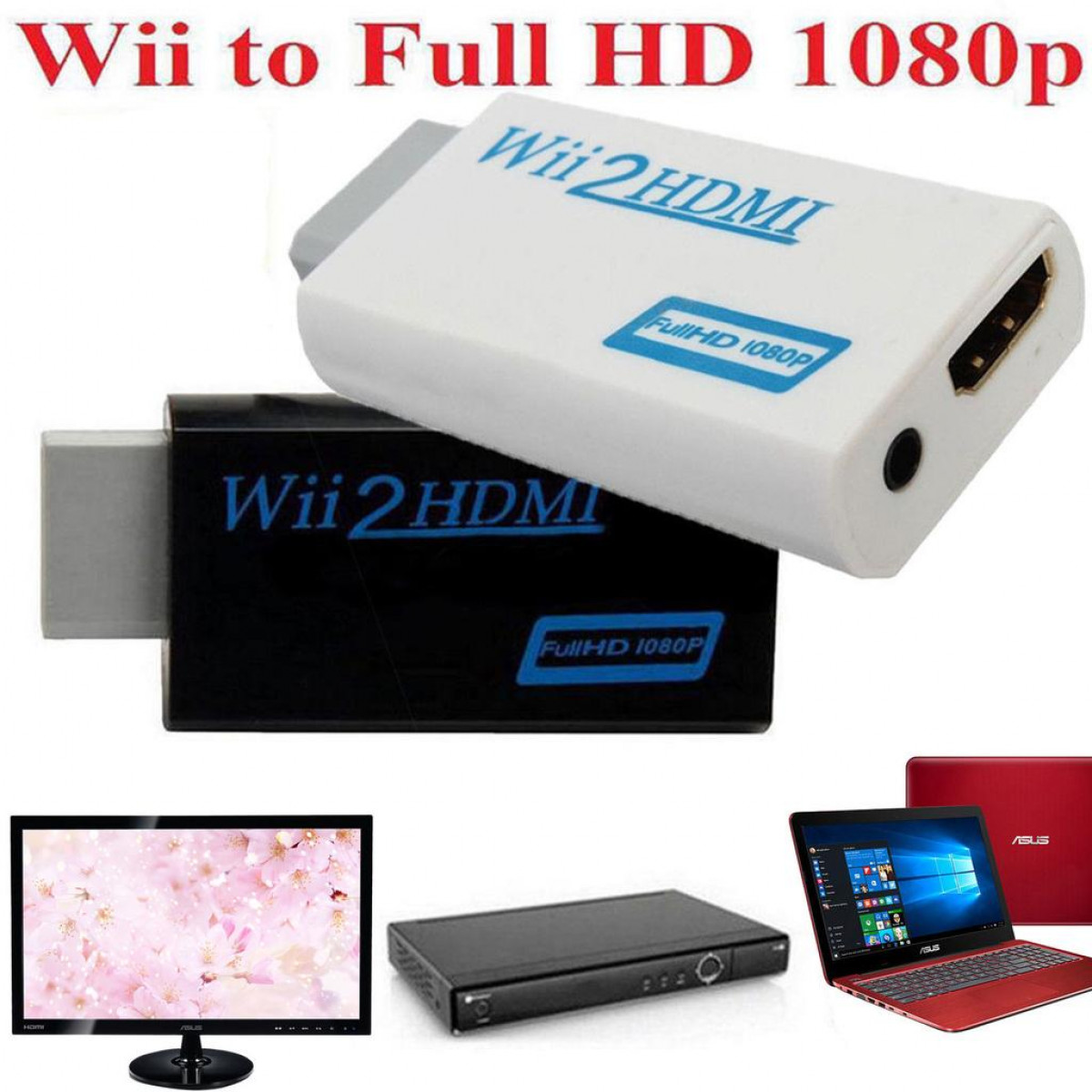 to Adapter, Adapter 720/1080P INF 3, HD Wii zu HDMI mit Konverter HDMI Wii Converter