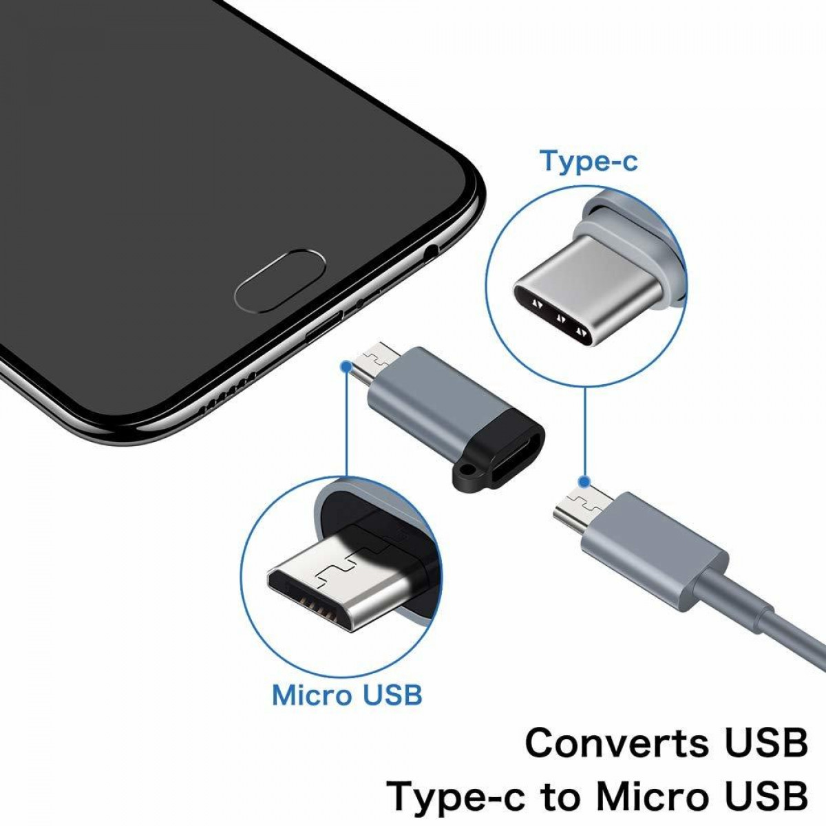 USB-C-Adapter Micro zu Micro-USB Adapter INF USB zu Aluminium USB-C