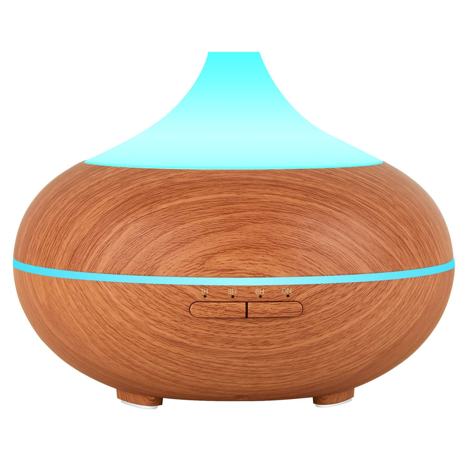 INF Ultraschall-Luftbefeuchter m²) hellbraun Holzmuster (Raumgröße: Luftbefeuchter 500 Aromalampe Helles mit 20 ml