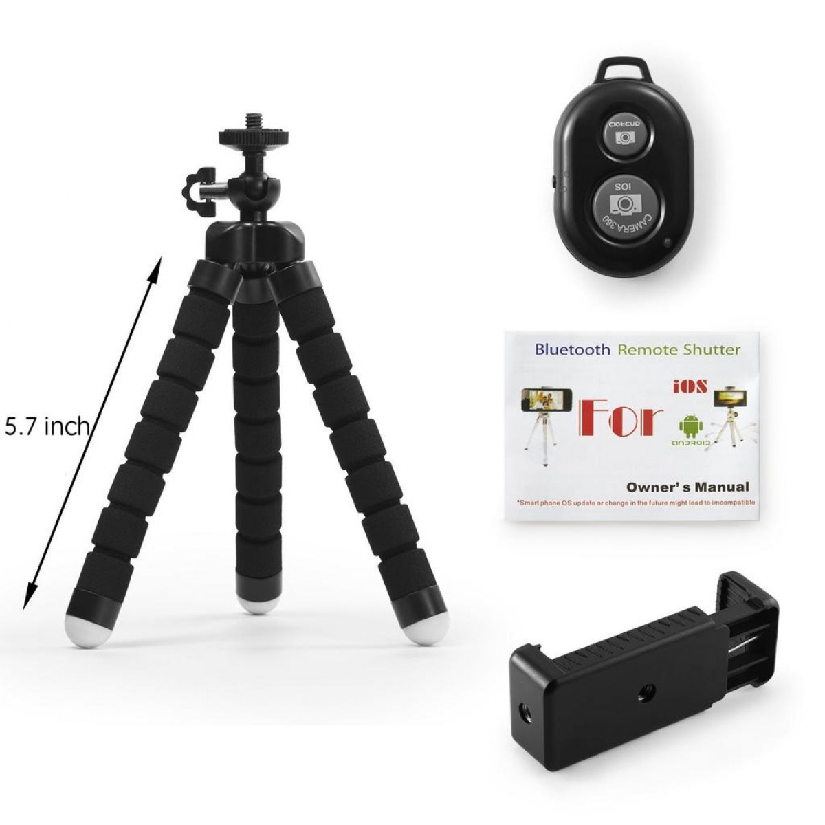 INF Tripod - für mit und Kamera Ministativ Schwarz Handy Mini-Stativ, Fernauslöser