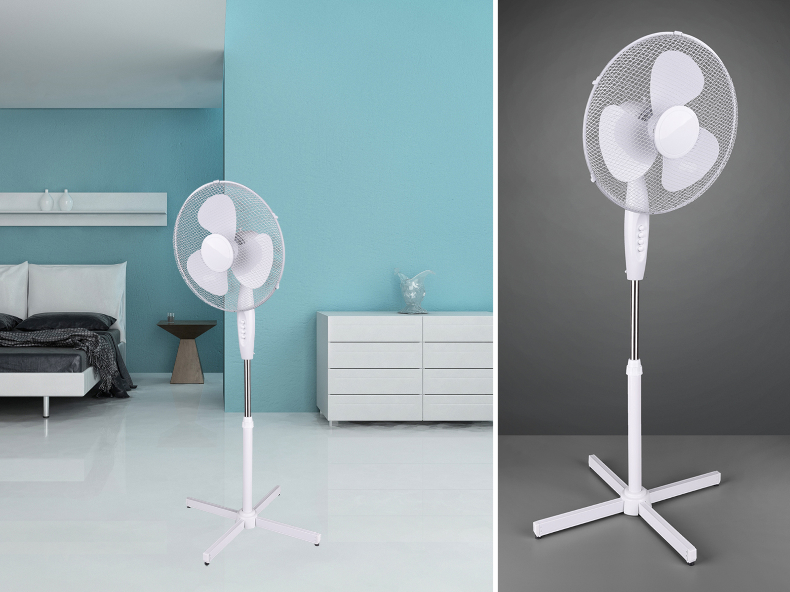 REALITY LEUCHTEN Lüfter Ø44cm Standventilator (40 Watt) Weiß