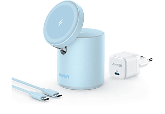 ANKER 623 MagGo 2-in-1 inductive charging station Apple, 100-240 Volt, Blau