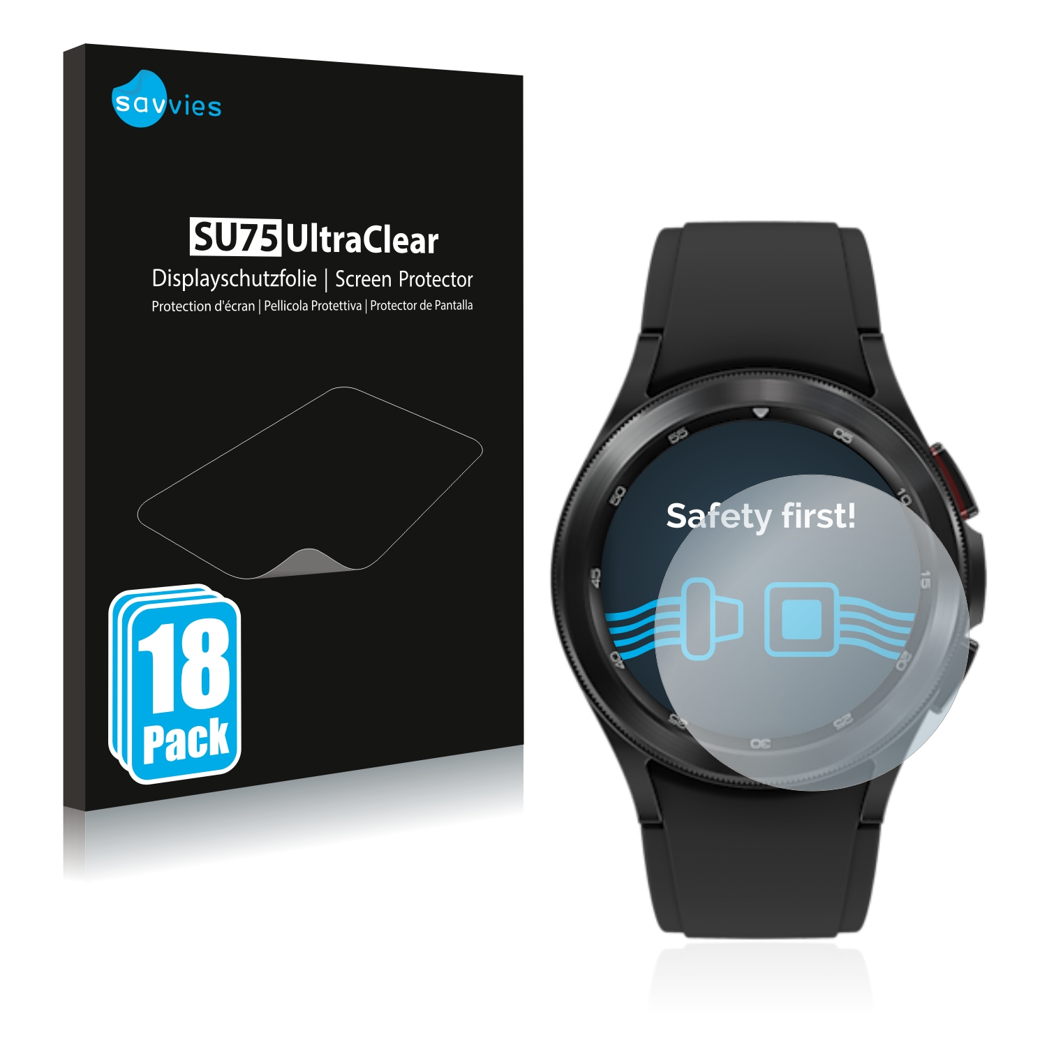 4 Galaxy klare SAVVIES Samsung 18x Watch (42mm)) Classic Schutzfolie(für