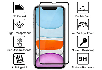 INF Displayschutzfolie kompatibel mit iPhone 11 gehärtetes Glas Full Cove Displayschutzfolie(für Apple iPhone 11)