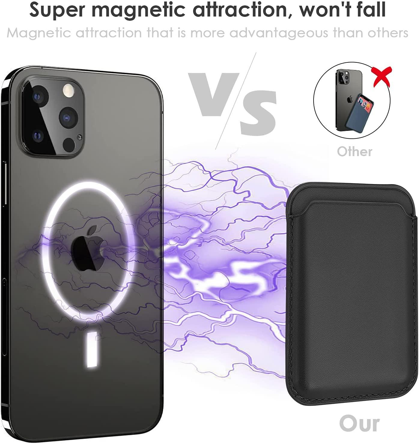 INF Magnetischer Kartenhalter für Apple, iPhone PU-Leder, 12/13, 12/13-Modelle iPhone schwarz Backcover