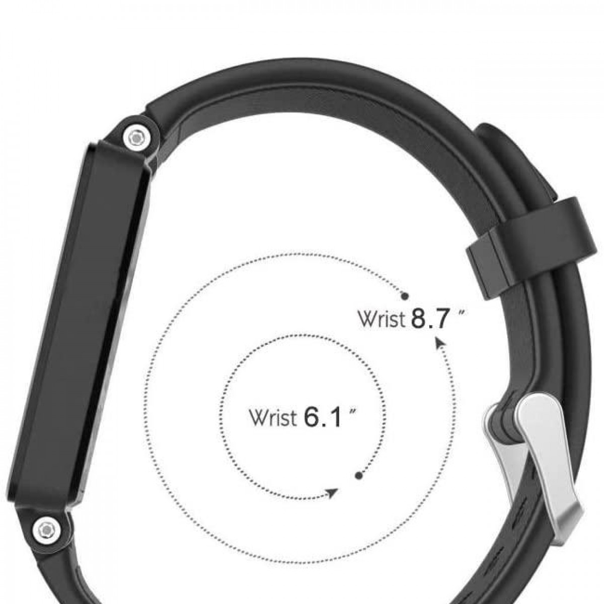 Pasek do smartwatcha ze wskazaniami rozmiaru nadgarstka.