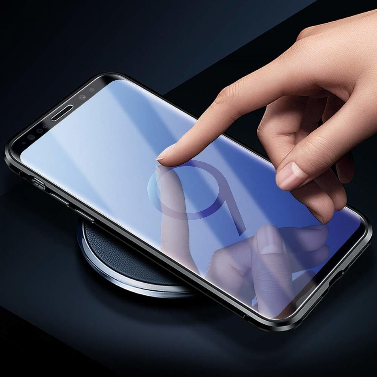 Galaxy schwarz Samsung Handyhülle INF Bumper, Glas, Galaxy S9 S9, Samsung, magnetisch
