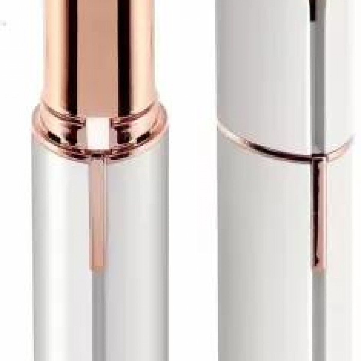 Zbliżenie dwóch białych i złotych urządzeń do usuwania włosów.