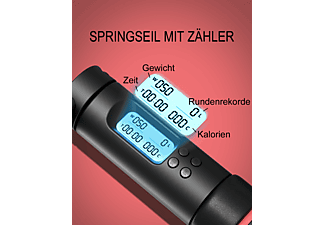 OVICX TS-JS-Digitales Speed Rope Springseil, Schwarz/ Rot
