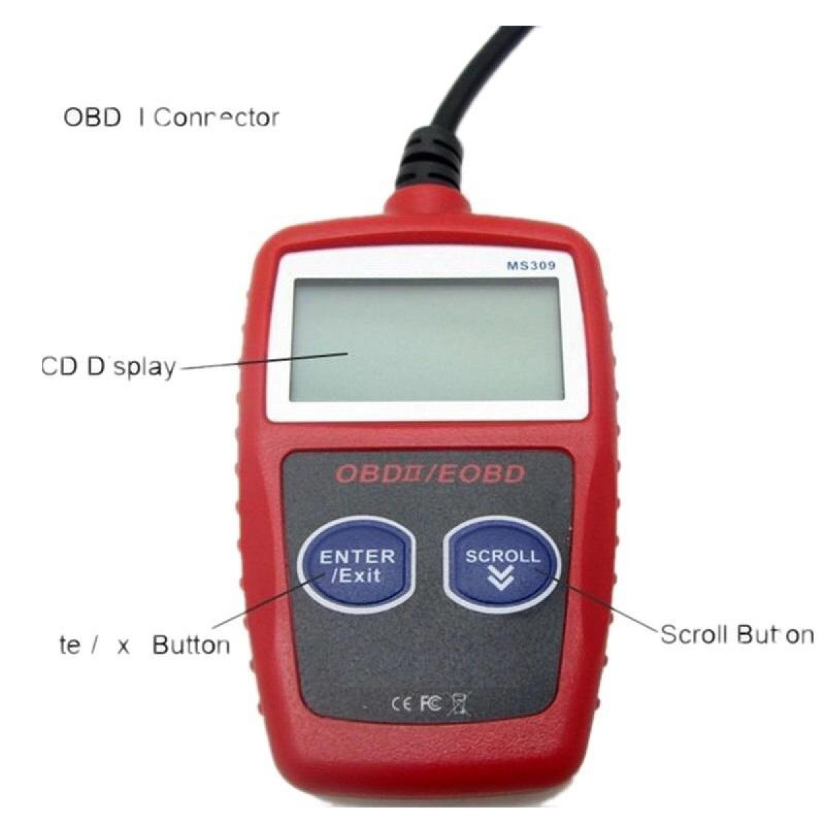 OBD2 OBDII-Autocodeleser + rot INF Diagnos Werkzeuge, Fehlercode Diagnosegerät, Automatische Diagnosegerät schwarz