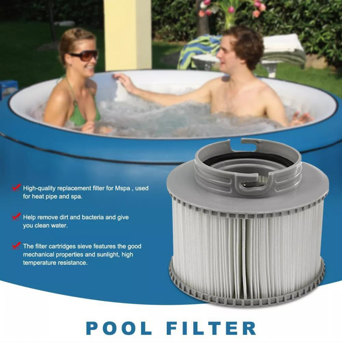 aufblasbare INF / Poolfilter 2er-Pack MSPA-Pools Weiß FD2089 Poolfilter, Grau für