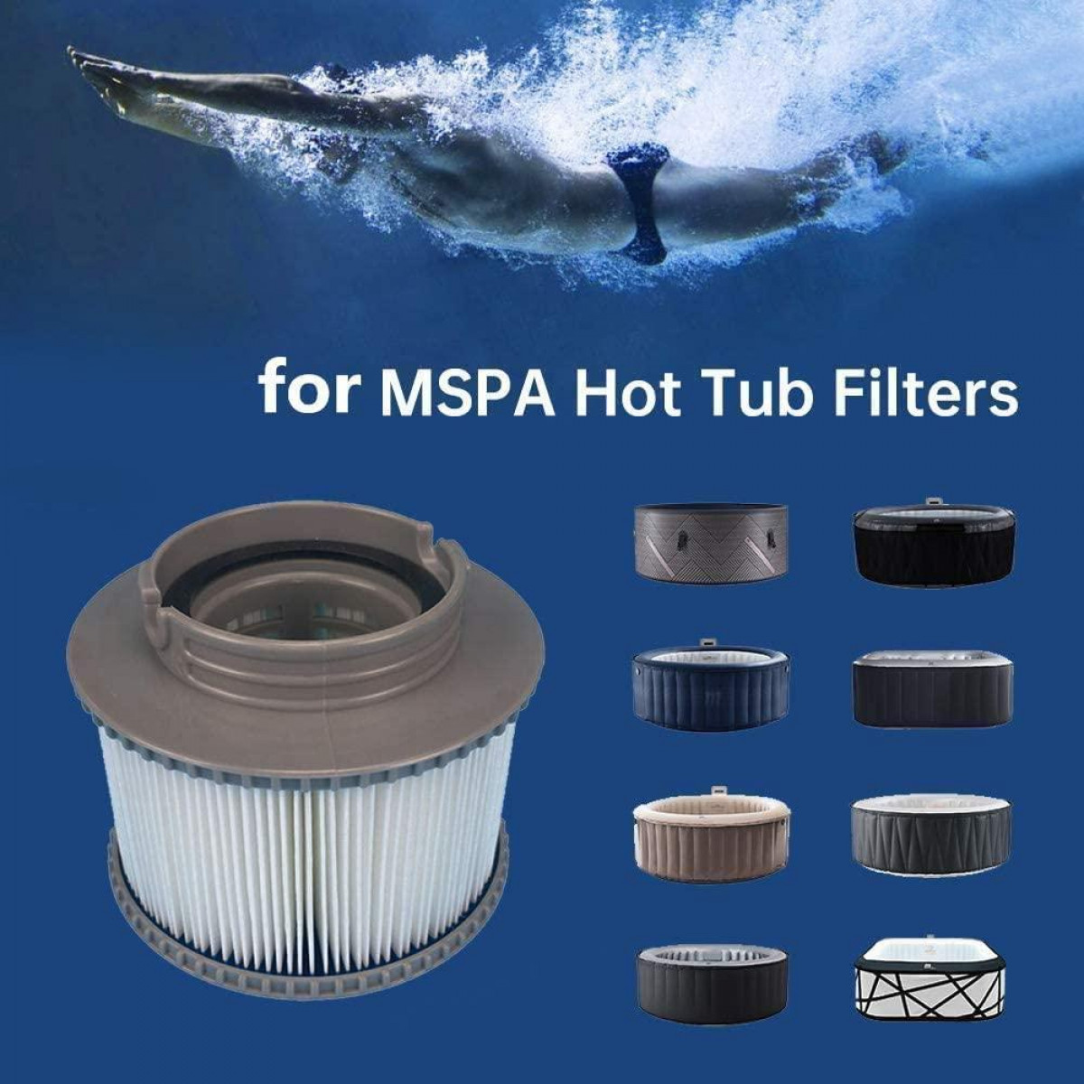 INF Poolfilter für aufblasbare MSPA-Pools Grau / Poolfilter, Weiß 2er-Pack FD2089