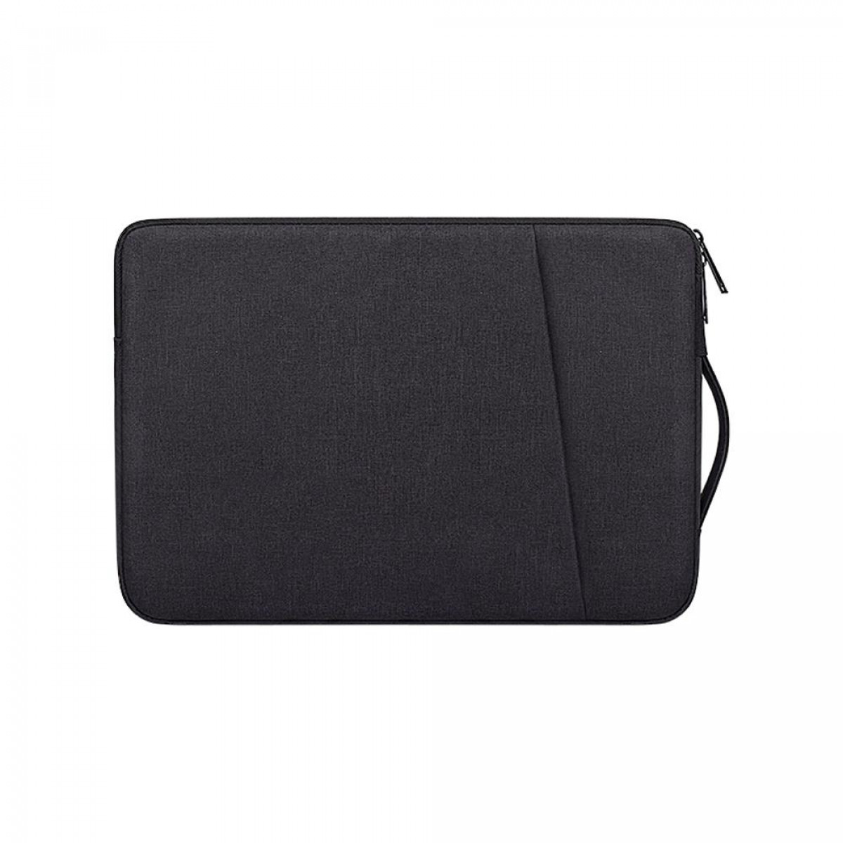 Czarny pokrowiec na laptopa. Posiada zamek błyskawiczny i kieszeń.