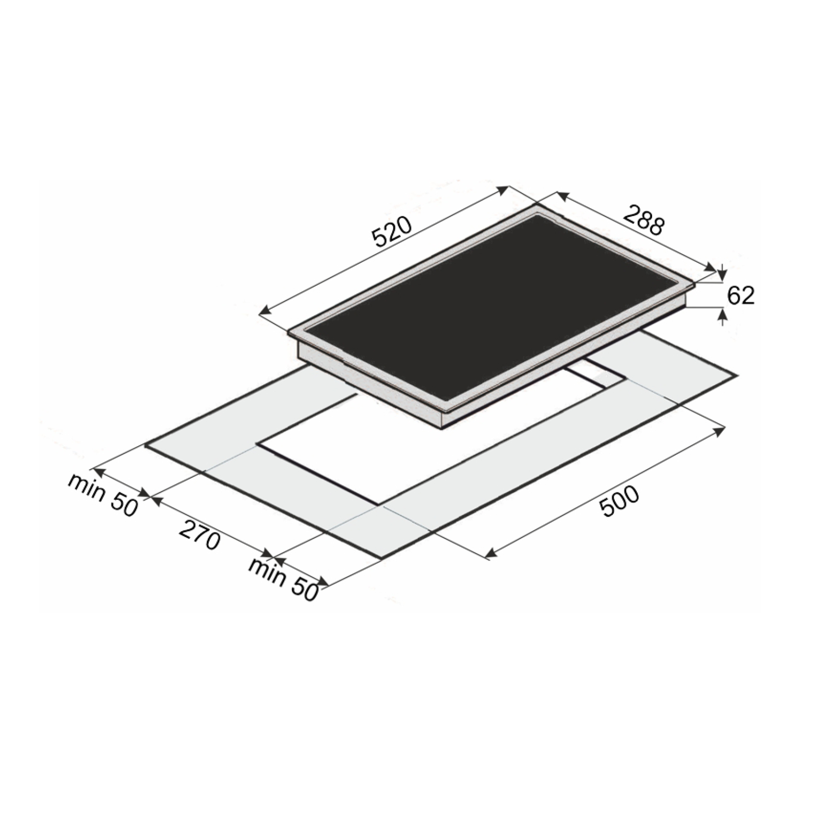 EKI EXQUISIT Induktion (288 breit, 300-2 Kochfelder) 2 mm