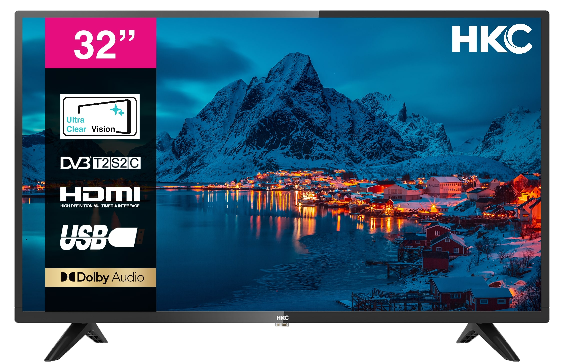 LED TV - 24C2NBD HKC, HD-ready, DVB-T2 (H.265)Sí, Black